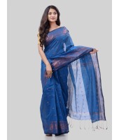 DESH BIDESH Women`s Bengal Cotton Silk Pure Handloom Cotton Saree Kohinoor Work With Blouse Piece(Light Blue)